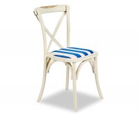 Cross Pickled Wood Chair - Padded Seat